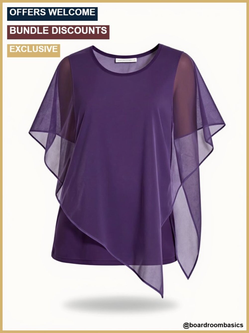 Mesh Double-Layered Asymmetrical Poncho Blouse Flowy Going Out Top